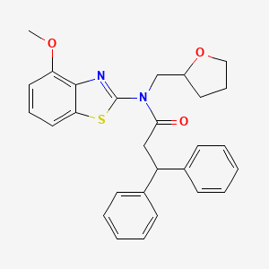 N-(4-methoxybenzo[d]thiazol-2-yl)-3,3-diphenyl-N-((tetrahydrofuran-2-yl)methyl)propanamide