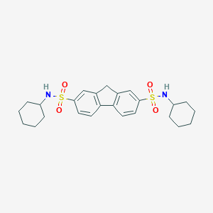 molecular formula C25H32N2O4S2 B299476 N~2~,N~7~-dicyclohexyl-9H-fluorene-2,7-disulfonamide 