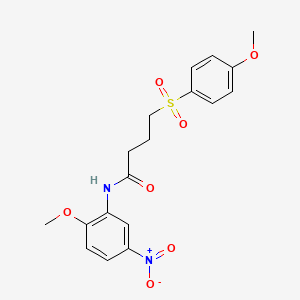 molecular formula C18H20N2O7S B2994765 N-(2-methoxy-5-nitrophenyl)-4-((4-methoxyphenyl)sulfonyl)butanamide CAS No. 941879-08-9