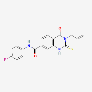 molecular formula C18H14FN3O2S B2994769 N-(4-氟苯基)-4-氧代-3-丙-2-烯基-2-硫代-1H-喹唑啉-7-甲酰胺 CAS No. 362501-07-3
