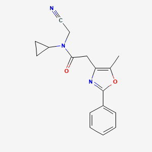 molecular formula C17H17N3O2 B2994793 N-(cyanomethyl)-N-cyclopropyl-2-(5-methyl-2-phenyl-1,3-oxazol-4-yl)acetamide CAS No. 1252383-00-8