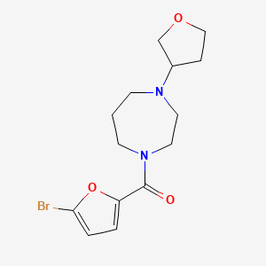 molecular formula C14H19BrN2O3 B2994801 (5-溴呋喃-2-基)(4-(四氢呋喃-3-基)-1,4-二氮杂环戊烷-1-基)甲酮 CAS No. 2320853-75-4