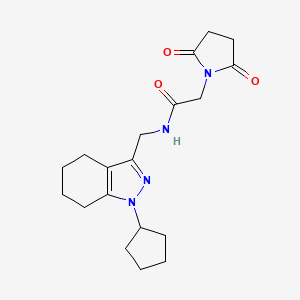 molecular formula C19H26N4O3 B2994808 N-((1-cyclopentyl-4,5,6,7-tetrahydro-1H-indazol-3-yl)methyl)-2-(2,5-dioxopyrrolidin-1-yl)acetamide CAS No. 1448063-02-2