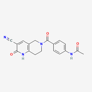 molecular formula C18H16N4O3 B2994813 N-(4-(3-cyano-2-oxo-1,2,5,6,7,8-hexahydro-1,6-naphthyridine-6-carbonyl)phenyl)acetamide CAS No. 2034356-68-6