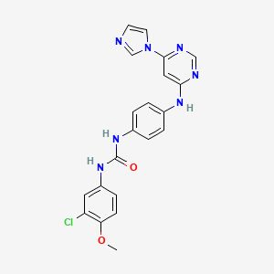 molecular formula C21H18ClN7O2 B2994820 1-(4-((6-(1H-咪唑-1-基)嘧啶-4-基)氨基)苯基)-3-(3-氯-4-甲氧基苯基)脲 CAS No. 1170046-43-1