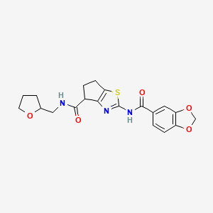 2-(benzo[d][1,3]dioxole-5-carboxamido)-N-((tetrahydrofuran-2-yl)methyl)-5,6-dihydro-4H-cyclopenta[d]thiazole-4-carboxamide
