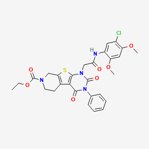 molecular formula C28H27ClN4O7S B2994829 ethyl 1-[2-(5-chloro-2,4-dimethoxyanilino)-2-oxoethyl]-2,4-dioxo-3-phenyl-6,8-dihydro-5H-pyrido[2,3]thieno[2,4-b]pyrimidine-7-carboxylate CAS No. 866015-14-7