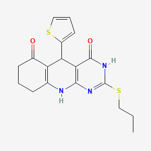 2-(propylsulfanyl)-5-(thiophen-2-yl)-5,8,9,10-tetrahydropyrimido[4,5-b]quinoline-4,6(3H,7H)-dione