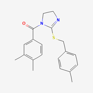 (3,4-dimethylphenyl)(2-((4-methylbenzyl)thio)-4,5-dihydro-1H-imidazol-1-yl)methanone