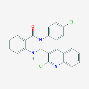 molecular formula C23H15Cl2N3O B299484 3-(4-chlorophenyl)-2-(2-chloro-3-quinolinyl)-2,3-dihydro-4(1H)-quinazolinone 