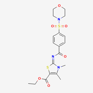 molecular formula C19H23N3O6S2 B2994852 ethyl (2Z)-3,4-dimethyl-2-{[4-(morpholin-4-ylsulfonyl)benzoyl]imino}-2,3-dihydro-1,3-thiazole-5-carboxylate CAS No. 393838-88-5