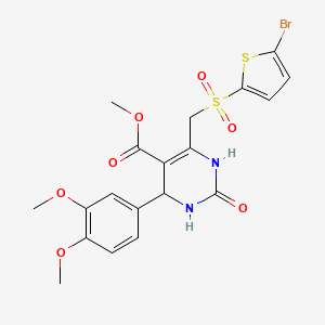 molecular formula C19H19BrN2O7S2 B2994859 Methyl 6-(((5-bromothiophen-2-yl)sulfonyl)methyl)-4-(3,4-dimethoxyphenyl)-2-oxo-1,2,3,4-tetrahydropyrimidine-5-carboxylate CAS No. 892359-21-6