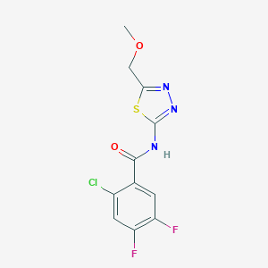 molecular formula C11H8ClF2N3O2S B299490 2-chloro-4,5-difluoro-N-[5-(methoxymethyl)-1,3,4-thiadiazol-2-yl]benzamide 