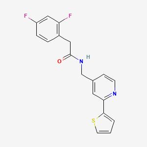 molecular formula C18H14F2N2OS B2994901 2-(2,4-二氟苯基)-N-((2-(噻吩-2-基)吡啶-4-基)甲基)乙酰胺 CAS No. 2034597-49-2