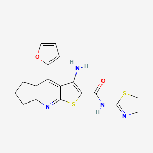 3-amino-4-(furan-2-yl)-N-(thiazol-2-yl)-6,7-dihydro-5H-cyclopenta[b]thieno[3,2-e]pyridine-2-carboxamide