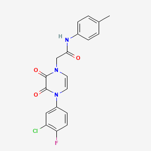 molecular formula C19H15ClFN3O3 B2994940 2-[4-(3-chloro-4-fluorophenyl)-2,3-dioxopyrazin-1-yl]-N-(4-methylphenyl)acetamide CAS No. 898428-78-9