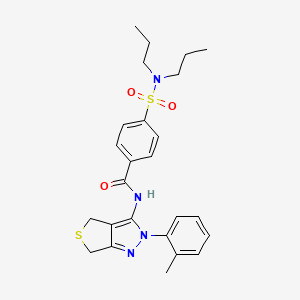 molecular formula C25H30N4O3S2 B2994943 4-(N,N-dipropylsulfamoyl)-N-(2-(o-tolyl)-4,6-dihydro-2H-thieno[3,4-c]pyrazol-3-yl)benzamide CAS No. 361172-49-8