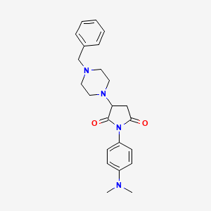 molecular formula C23H28N4O2 B2994958 3-(4-Benzylpiperazin-1-yl)-1-(4-(dimethylamino)phenyl)pyrrolidine-2,5-dione CAS No. 924861-17-6