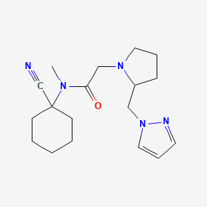 molecular formula C18H27N5O B2994963 N-(1-cyanocyclohexyl)-N-methyl-2-{2-[(1H-pyrazol-1-yl)methyl]pyrrolidin-1-yl}acetamide CAS No. 1311767-86-8