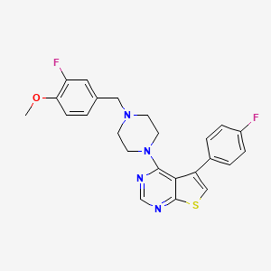 molecular formula C24H22F2N4OS B2994965 4-(4-(3-Fluoro-4-methoxybenzyl)piperazin-1-yl)-5-(4-fluorophenyl)thieno[2,3-d]pyrimidine CAS No. 385392-58-5