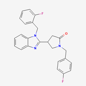 molecular formula C25H21F2N3O B2994972 1-(4-fluorobenzyl)-4-[1-(2-fluorobenzyl)-1H-benzimidazol-2-yl]pyrrolidin-2-one CAS No. 915189-28-5
