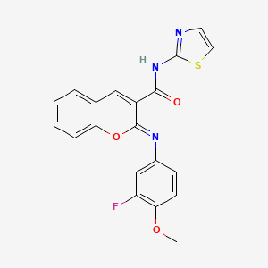 (2Z)-2-[(3-fluoro-4-methoxyphenyl)imino]-N-(1,3-thiazol-2-yl)-2H-chromene-3-carboxamide