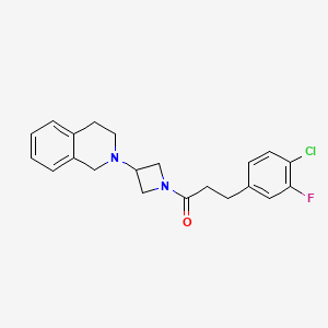molecular formula C21H22ClFN2O B2994980 3-(4-chloro-3-fluorophenyl)-1-(3-(3,4-dihydroisoquinolin-2(1H)-yl)azetidin-1-yl)propan-1-one CAS No. 2034486-45-6