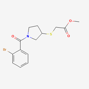 molecular formula C14H16BrNO3S B2994989 2-((1-(2-溴苯甲酰)吡咯烷-3-基)硫代)乙酸甲酯 CAS No. 2034267-70-2
