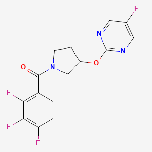 molecular formula C15H11F4N3O2 B2994991 (3-((5-Fluoropyrimidin-2-yl)oxy)pyrrolidin-1-yl)(2,3,4-trifluorophenyl)methanone CAS No. 2034578-90-8