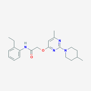 molecular formula C21H28N4O2 B2994998 N-(2-乙基苯基)-2-{[6-甲基-2-(4-甲基哌啶-1-基)嘧啶-4-基]氧基}乙酰胺 CAS No. 1226436-42-5