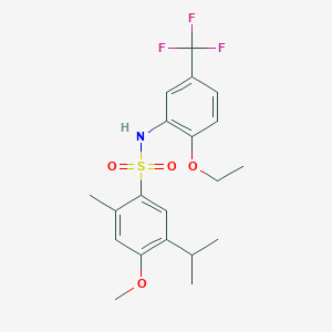 molecular formula C20H24F3NO4S B299500 N-[2-ethoxy-5-(trifluoromethyl)phenyl]-5-isopropyl-4-methoxy-2-methylbenzenesulfonamide 