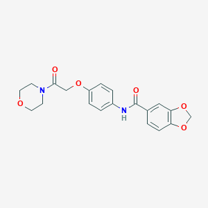 molecular formula C20H20N2O6 B299501 N-{4-[2-(4-morpholinyl)-2-oxoethoxy]phenyl}-1,3-benzodioxole-5-carboxamide 