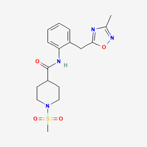 molecular formula C17H22N4O4S B2995010 N-(2-((3-methyl-1,2,4-oxadiazol-5-yl)methyl)phenyl)-1-(methylsulfonyl)piperidine-4-carboxamide CAS No. 1448026-93-4
