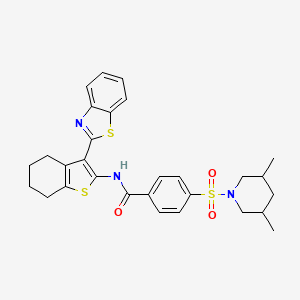 N-(3-(benzo[d]thiazol-2-yl)-4,5,6,7-tetrahydrobenzo[b]thiophen-2-yl)-4-((3,5-dimethylpiperidin-1-yl)sulfonyl)benzamide