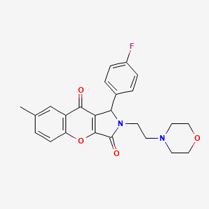 molecular formula C24H23FN2O4 B2995039 1-(4-Fluorophenyl)-7-methyl-2-(2-morpholinoethyl)-1,2-dihydrochromeno[2,3-c]pyrrole-3,9-dione CAS No. 634574-14-4