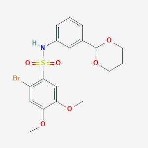 molecular formula C18H20BrNO6S B299504 2-bromo-N-[3-(1,3-dioxan-2-yl)phenyl]-4,5-dimethoxybenzenesulfonamide 