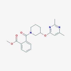 molecular formula C20H23N3O4 B2995052 Methyl 2-(3-((2,6-dimethylpyrimidin-4-yl)oxy)piperidine-1-carbonyl)benzoate CAS No. 2034617-16-6