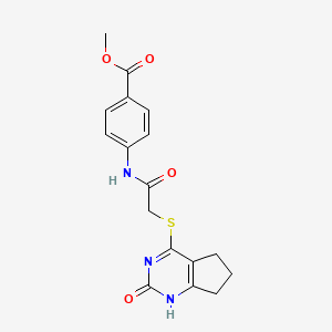 molecular formula C17H17N3O4S B2995075 Methyl 4-[[2-[(2-oxo-1,5,6,7-tetrahydrocyclopenta[d]pyrimidin-4-yl)sulfanyl]acetyl]amino]benzoate CAS No. 898443-92-0