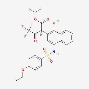 molecular formula C25H24F3NO7S B2995077 Propan-2-yl 2-[4-[(4-ethoxyphenyl)sulfonylamino]-1-hydroxynaphthalen-2-yl]-4,4,4-trifluoro-3-oxobutanoate CAS No. 477499-60-8