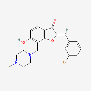 molecular formula C21H21BrN2O3 B2995080 (Z)-2-(3-bromobenzylidene)-6-hydroxy-7-((4-methylpiperazin-1-yl)methyl)benzofuran-3(2H)-one CAS No. 896069-44-6