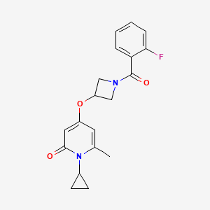 molecular formula C19H19FN2O3 B2995093 1-cyclopropyl-4-((1-(2-fluorobenzoyl)azetidin-3-yl)oxy)-6-methylpyridin-2(1H)-one CAS No. 2034311-48-1