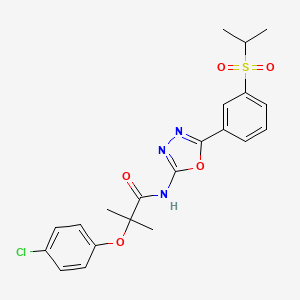 molecular formula C21H22ClN3O5S B2995096 2-(4-chlorophenoxy)-N-(5-(3-(isopropylsulfonyl)phenyl)-1,3,4-oxadiazol-2-yl)-2-methylpropanamide CAS No. 1171772-20-5
