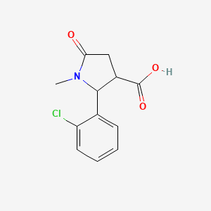 molecular formula C12H12ClNO3 B2995102 2-(2-Chlorophenyl)-1-methyl-5-oxopyrrolidine-3-carboxylic acid CAS No. 900641-23-8