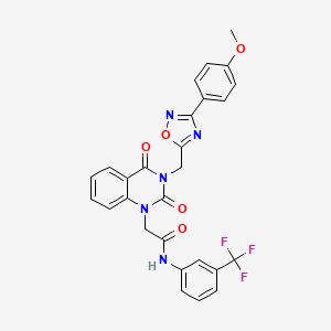 molecular formula C27H20F3N5O5 B2995104 2-(3-((3-(4-methoxyphenyl)-1,2,4-oxadiazol-5-yl)methyl)-2,4-dioxo-3,4-dihydroquinazolin-1(2H)-yl)-N-(3-(trifluoromethyl)phenyl)acetamide CAS No. 894929-89-6