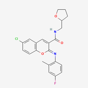 molecular formula C22H20ClFN2O3 B2995105 (2Z)-6-chloro-2-[(4-fluoro-2-methylphenyl)imino]-N-(tetrahydrofuran-2-ylmethyl)-2H-chromene-3-carboxamide CAS No. 1327195-07-2