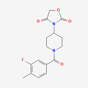 molecular formula C16H17FN2O4 B2995113 3-(1-(3-Fluoro-4-methylbenzoyl)piperidin-4-yl)oxazolidine-2,4-dione CAS No. 2034275-36-8