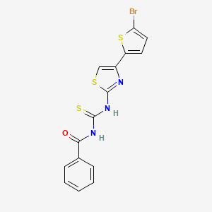 molecular formula C15H10BrN3OS3 B2995124 N-((4-(5-溴噻吩-2-基)噻唑-2-基)氨基羰基硫代)苯甲酰胺 CAS No. 325988-35-0
