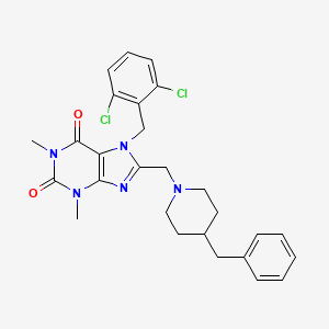 molecular formula C27H29Cl2N5O2 B2995133 8-((4-benzylpiperidin-1-yl)methyl)-7-(2,6-dichlorobenzyl)-1,3-dimethyl-1H-purine-2,6(3H,7H)-dione CAS No. 868146-61-6