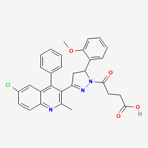 molecular formula C30H26ClN3O4 B2995137 4-[5-(6-氯-2-甲基-4-苯基喹啉-3-基)-3-(2-甲氧基苯基)-3,4-二氢吡唑-2-基]-4-氧代丁酸 CAS No. 337483-11-1
