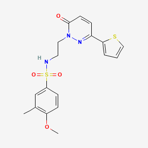molecular formula C18H19N3O4S2 B2995138 4-甲氧基-3-甲基-N-(2-(6-氧代-3-(噻吩-2-基)吡嗪-1(6H)-基)乙基)苯磺酰胺 CAS No. 946345-32-0